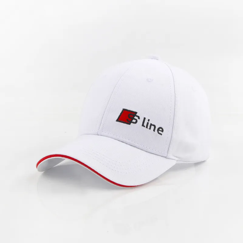 Black Cotton S Line Logo Baseball Cap Verstellbare Snapback Racing Hats fur Audi Fans Sommer Unisex