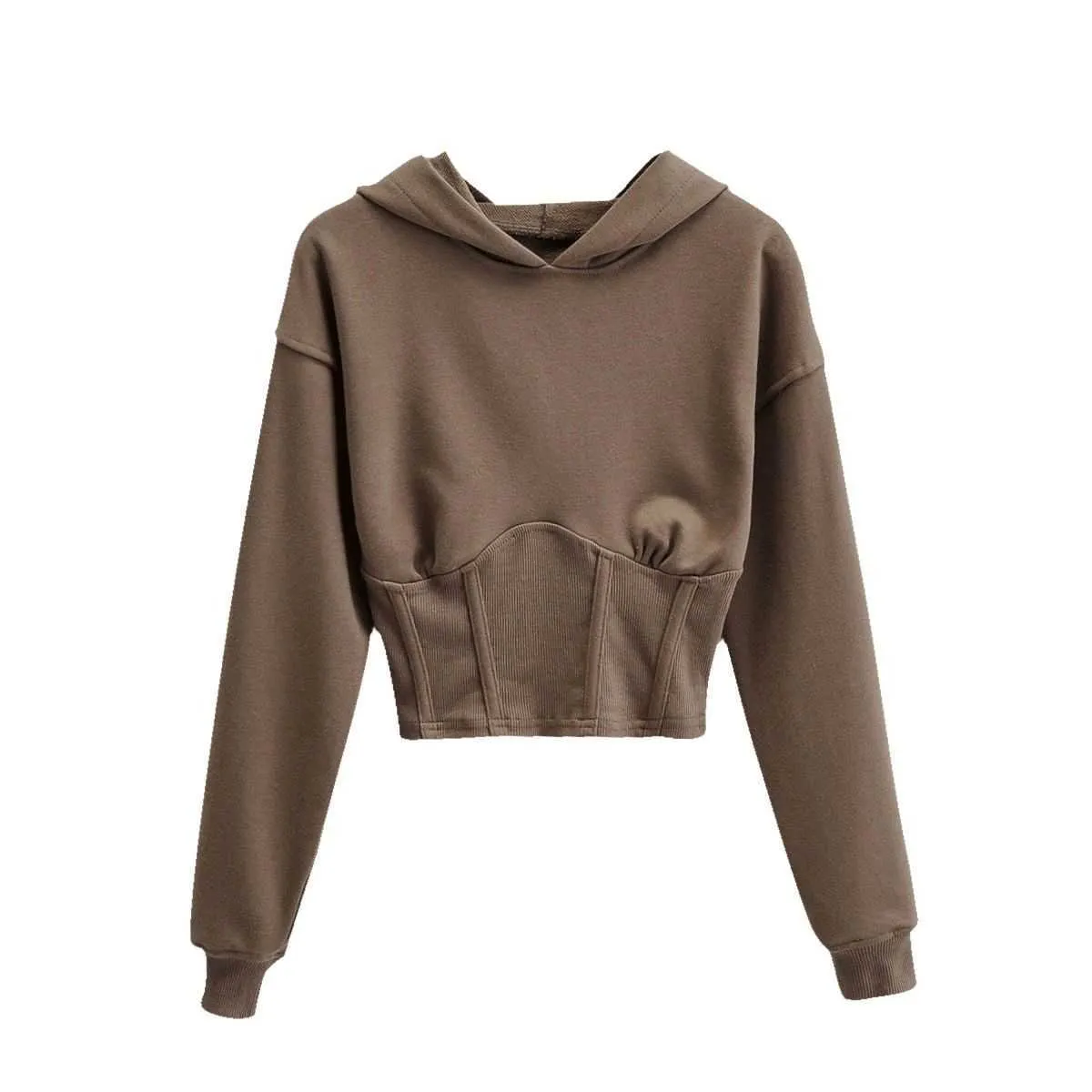 Felpe con cappuccio da donna Felpe con cappuccio da donna Felpa Moda Baggy Harajuku Cappotto corto a maniche lunghe a maniche lunghe 2021 Autunno Top Abbigliamento coreano College Dent T220929