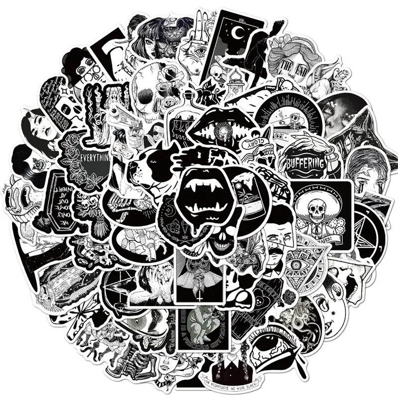 Anime Black White Mixed Stickers Decals Wholesale sticker supplier 