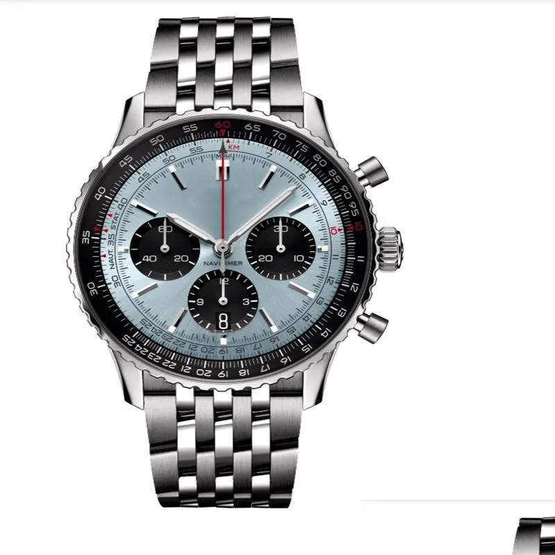 Relojes de mujer Nacitimer B01 Fashion Business Chronograph 47Mm Dial Panda Eye Belt Reloj de pulsera de cuarzo para hombre Relojes Drop De Watches2022 Dhpg