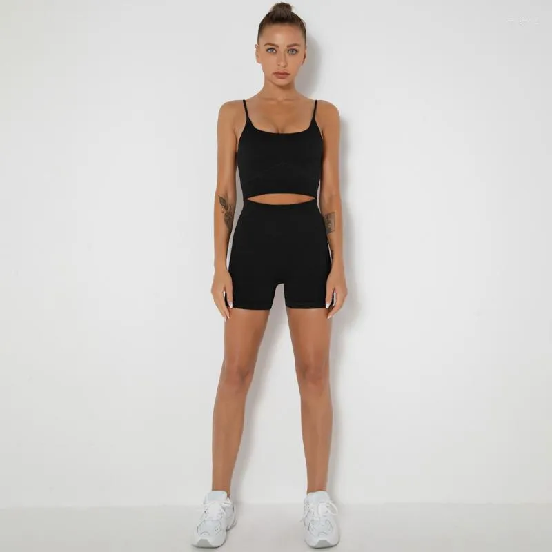 Survêtements pour femmes Ensembles de yoga sans couture 2 pièces pour femmes Soutiens-gorge de sport à haute élasticité Shorts d'entraînement à la taille Vêtements de fitness Vêtements de sport