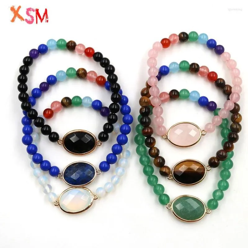 Strand XSM 7 Chakra Perles Bracelets Pierres Rondes Naturelles Double Boucle Connecteur Reiki Guérison Bracelet Bracelet Unisexe Charmes Bijoux