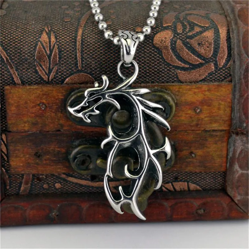 Pendant Necklaces Animation Dragon Titanium Stainless Steel Necklace For Men Punk Retro Fashion Man Gifts Dungeons & Dragons