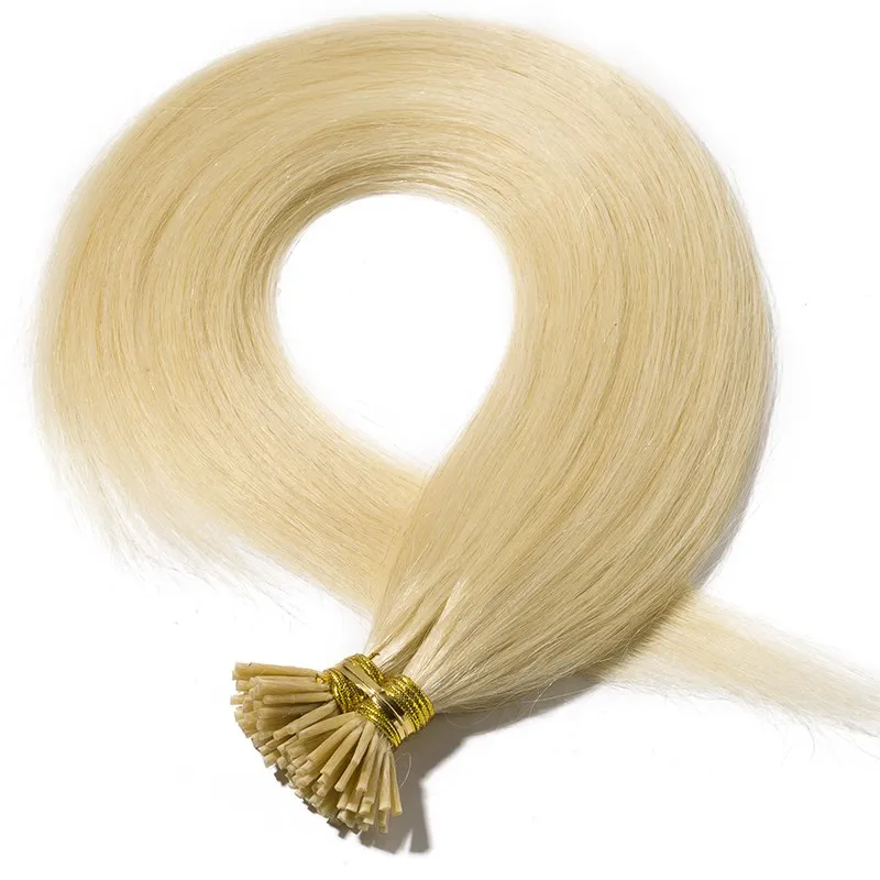 Estensioni dei capelli con colla non trasformata 20 22 24INCH stick per unghie punta capelli umani all'ingrosso Fusion Italian Keratin 100g