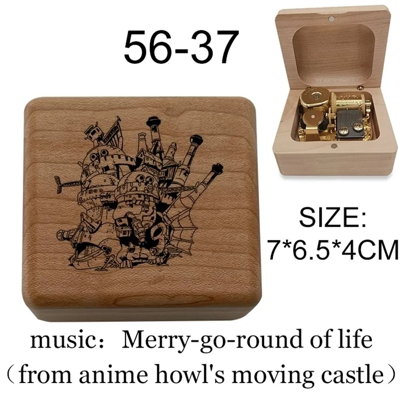 Objetos decorativos As estatuetas Howl's Moving Castle Merry Go Round of Life Musical Musical Box Mecanism Presente para o aniversário de Natal Ano Kids Toy 220930