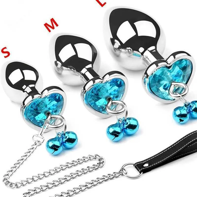 Skönhetsartiklar Metal Butt Plug Bell Anal Sexig Toy Traction Chain BDSM Plugs Jewelry Design Training Set Toys Uni Masturbation