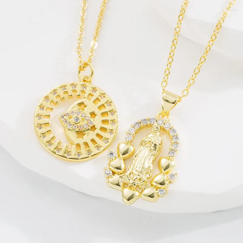 Chaînes tendance collier pendentif en cuivre en cuivre diamant de diamant de diamant vierge mary bijoux sauvage créatif