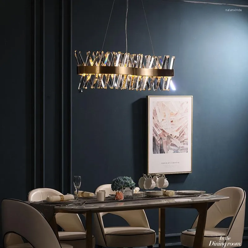 Lustres Or Cristal Designer LED Lustre Éclairage Suspension Luminaire Lampen Lustre Pour Salle à manger