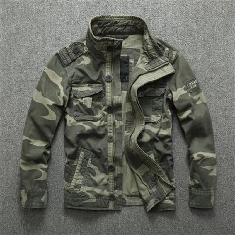 Jaquetas masculinas Casual Wear Mens Oversized Camo Sportswear Grosso Denim Homens Geral Verde Militar Inverno Camuflagem Casaco Masculino XXL 220929