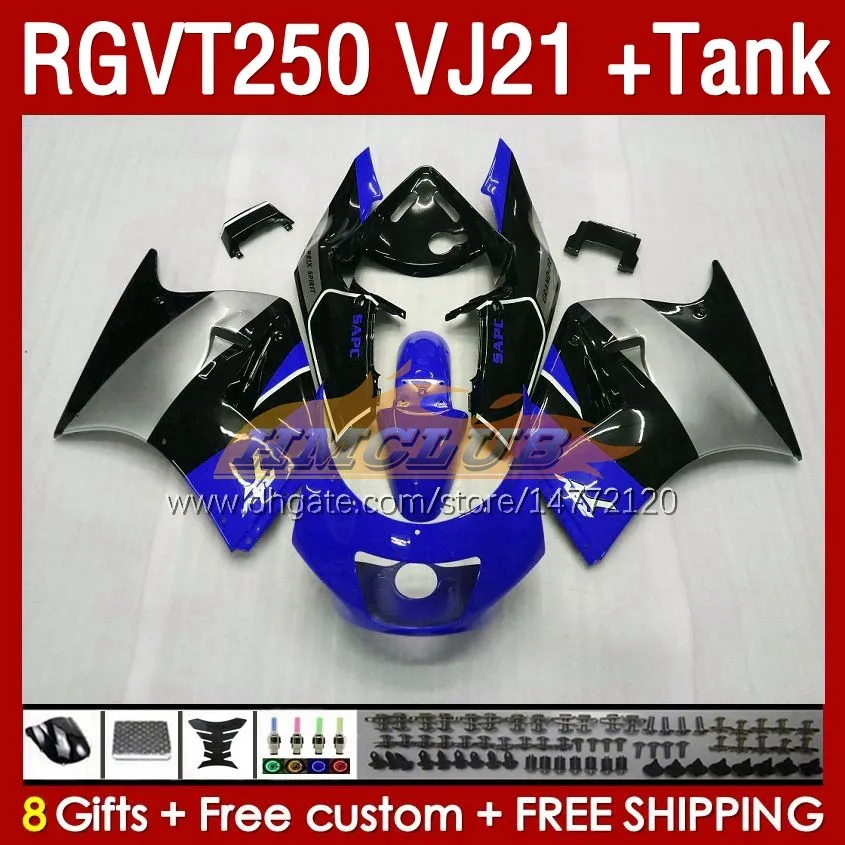 Suzuki SAPC için Tank Fairings Kit RGVT250 RGV-250CC Mavi Silyer 1988-1989 Bodys 159no.156 RGV-250 RGV250 VJ21 RGVT-250 1988 1989 RGVT RGV 250CC 250 CC 88 89 ASS-OITING