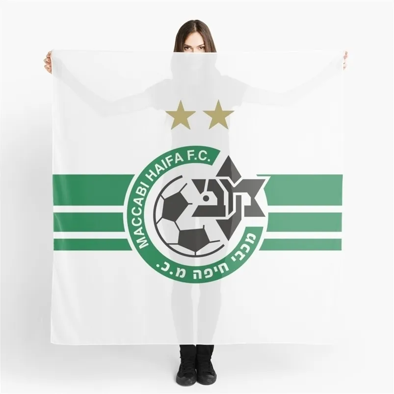 Banner Flags 140x140cm Maccabi Haifa Bandiera Sciarpa Israele FC Calcio Calcio Scialle in chiffon per tifosi 220930