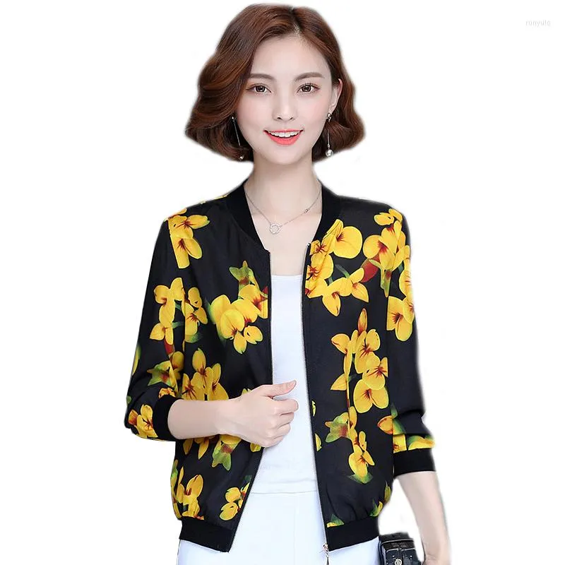 Kvinnans jackor 2022 Summer Kimono Topps Women Jacka Ladies Spring Floral Bomber Casual Outwear 437