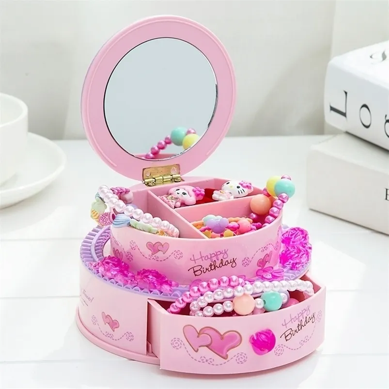 Decorative Objects Figurines Creative Birthday Cake Music Box Decoration Ornaments Children's Vanity Mirror Jewelry Gift Shop Wholesale 220930