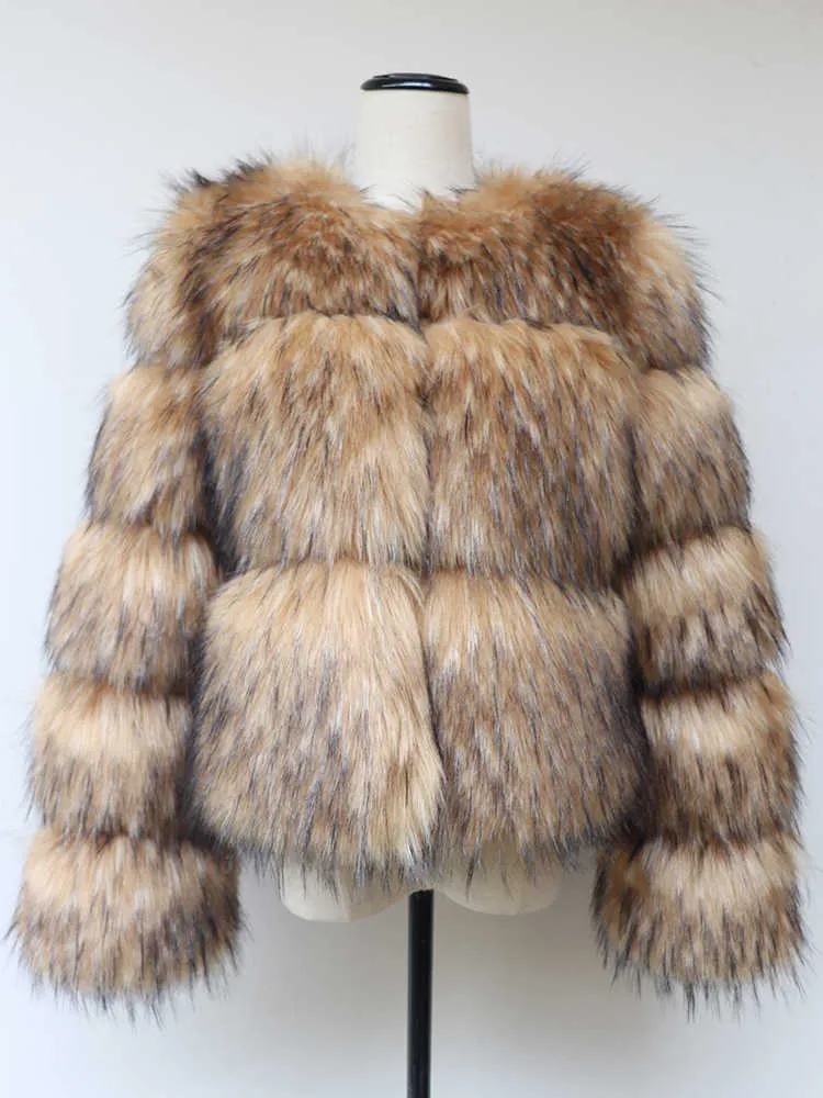 Damen Pelz Faux HJQJLJLS 2022 Winter Frauen Mode Waschbär Mantel Luxus Kurze Flauschige Jacke Oberbekleidung Fuzzy Mantel HKD230727