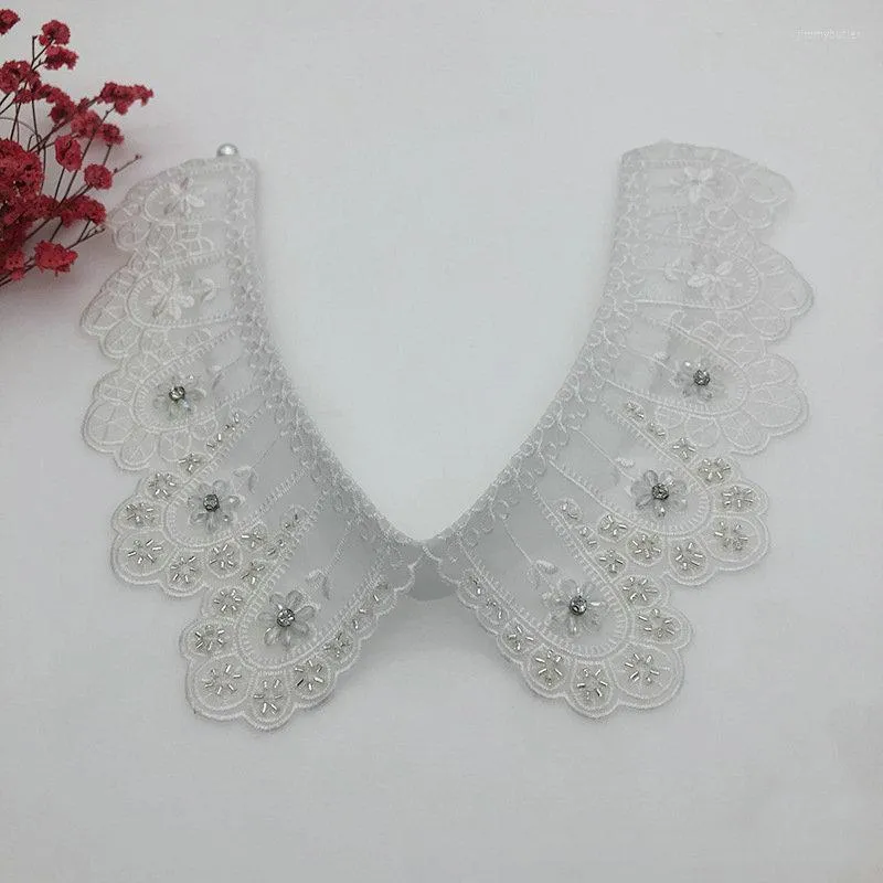 Corbatas de lazo para mujer, corbata bordada con diamantes de imitación de cristal, escote con cuentas, cuello falso desmontable, blusa con solapa extraíble, Tops