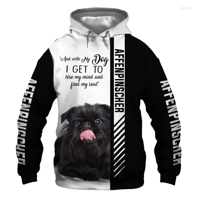 Moletons masculinos moletons masculinos Affenpinscher cão 3D jaqueta impressa masculina/mulher harajuku capuz unisisex casual streetwear