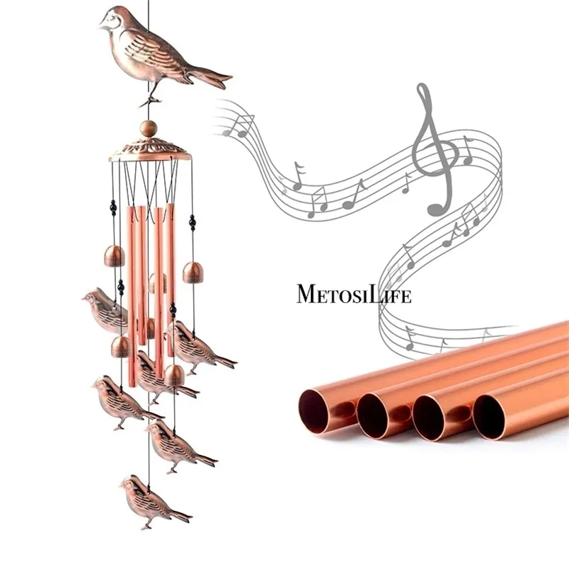 정원 장식 허밍 버드 복고풍 바람 차임 S 후크 휴대용 벨 새 포수 알루미늄 야드 장식 220930