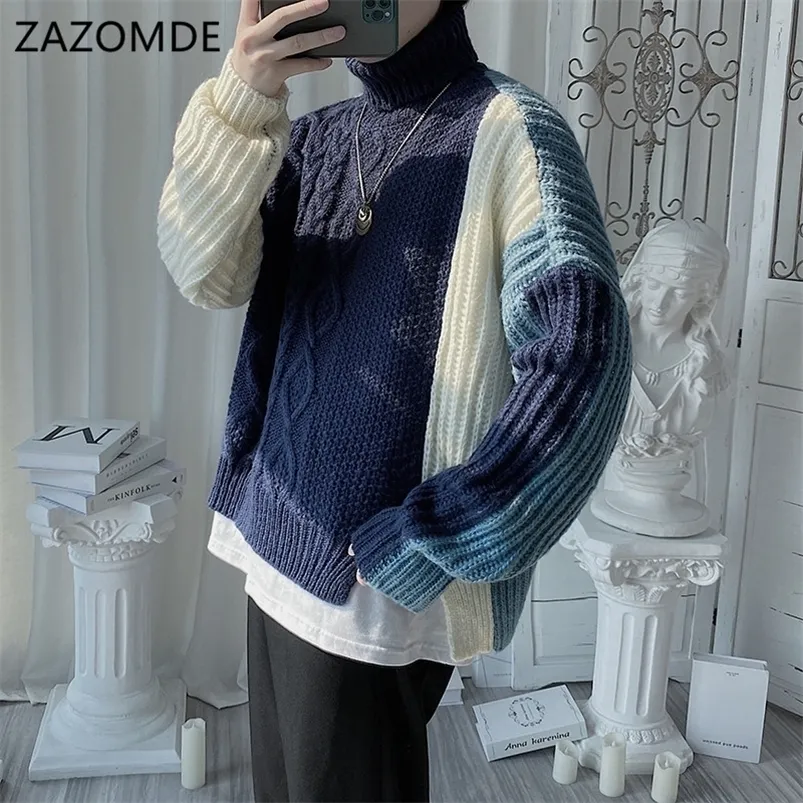 Męskie swetry Zazomde Zime grube ciepły sweter turtleck pullover S Loose Pullover High Street Knitwear Mężczyzna 220930