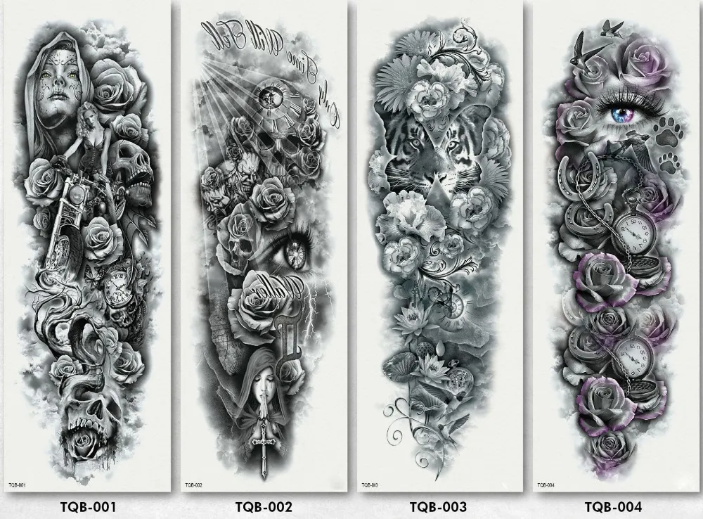 Temporary Full Arm Tattoo Stickers Waterproof For Halloween Party_voghion.com