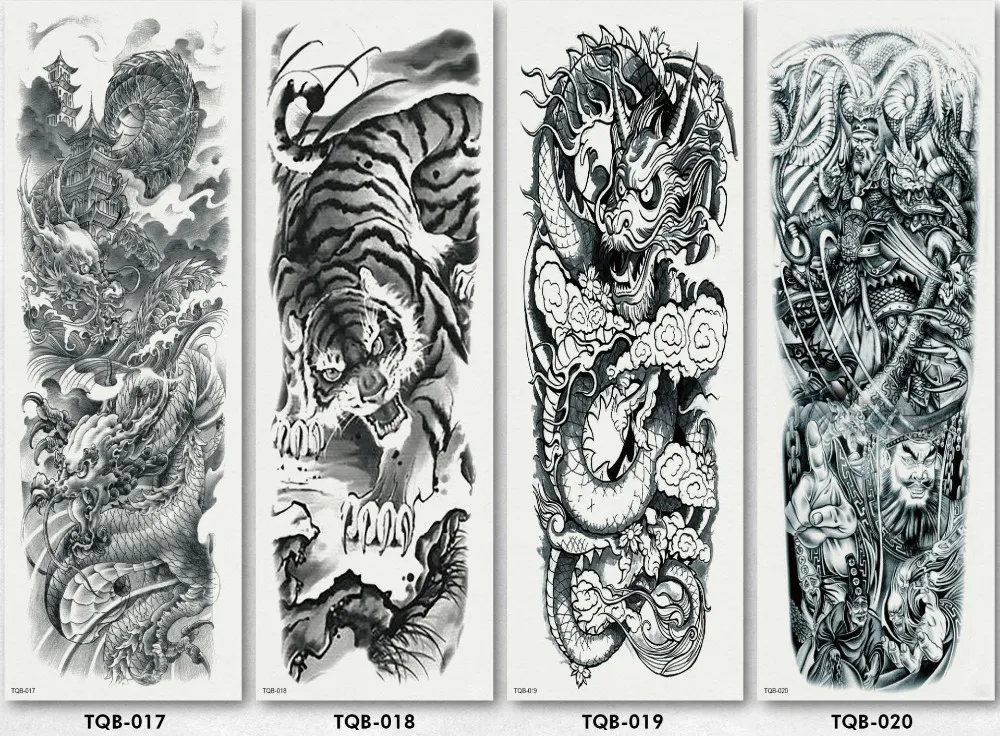 Temporary Full Arm Tattoo Stickers Waterproof For Halloween Party_voghion.com