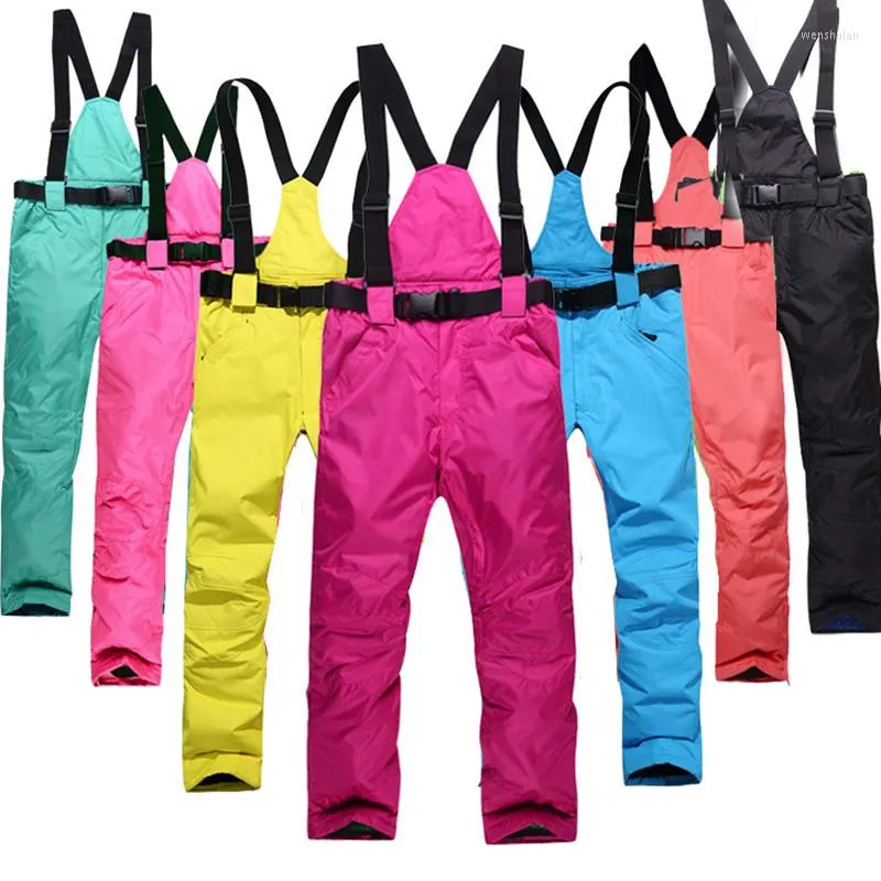 Skiing Pants Ski Plus Cotton Thickening Windproof Waterproof Straps Couple's Hiking Trousers Warm Snowing Clothing Outdoor