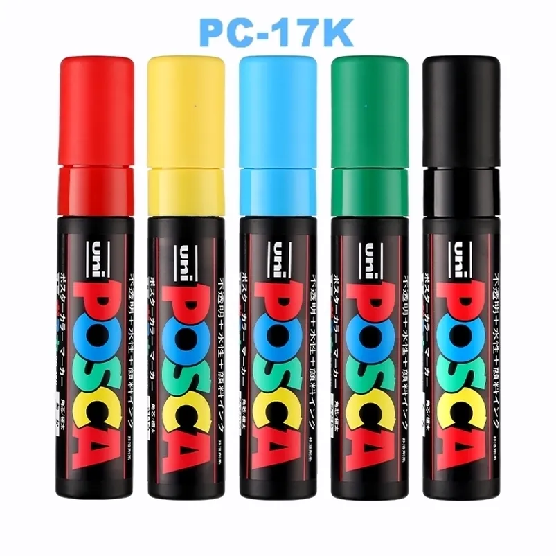 Markers 1pcs Uni Posca PC-17K Paint Marker- Fine Bullet Tip 15mm Art Marker Pens Water-Based 9 Colors Available 220929