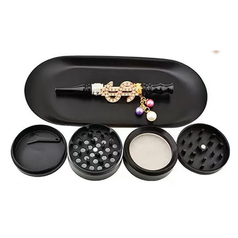 Multi Colors Herb Grinders Smoking Accessories With Tobacco Tray Smoke Tips OD 50MM 4 Layers Tobacco Tools For Glass Bongs Aluminum Alloy GR492