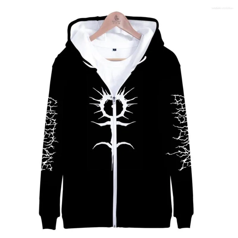 هوديز الرجال Ghostemane 3D Mercury Retrograde Image Printed Zipper Hoodie Sweatshirt Black Long Sleeve Jacket Coat Coat Grand