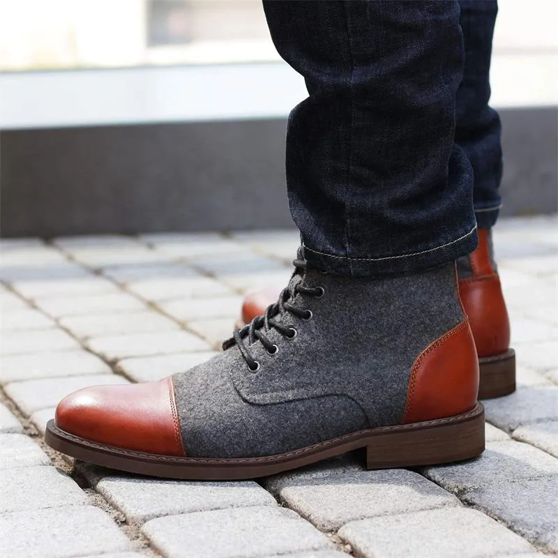 Brittiska retro korta stövlar män skor mode casual classic pu ing faux mocka snörning gata utomhus dagligen ad331