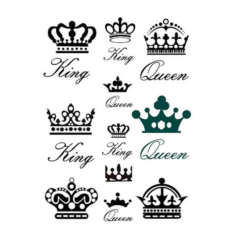 Temporary Tattoos King Queen Crown Tattoo Sticker Waterproof Men