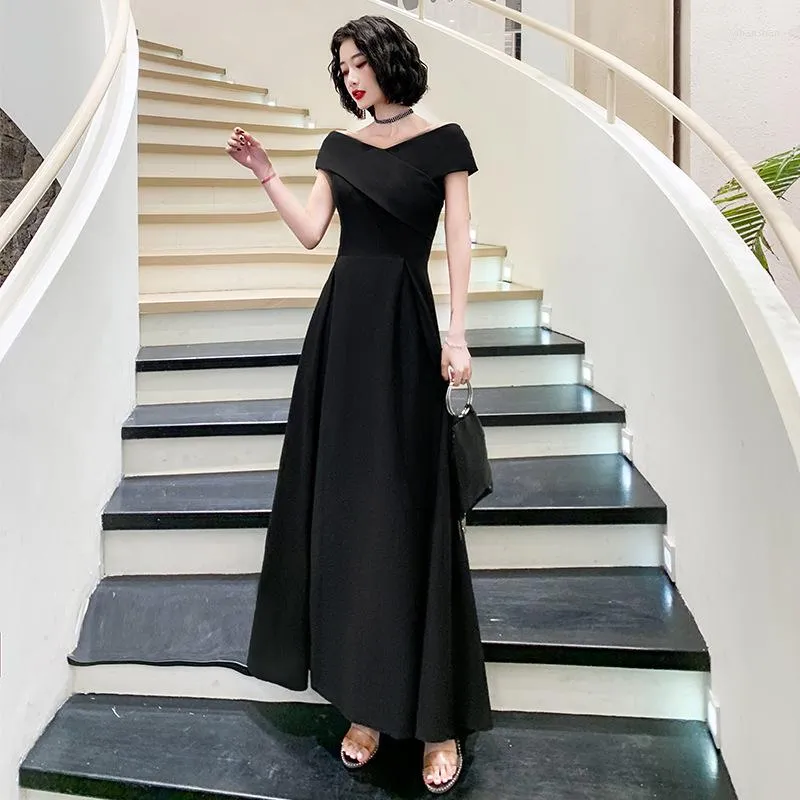 Ethnic Clothing Temperament Black Evening Party Dress Noble Slim Celebrity Banquet 3 Colors Elegant Formal Sexy Prom Gown XS-3XL