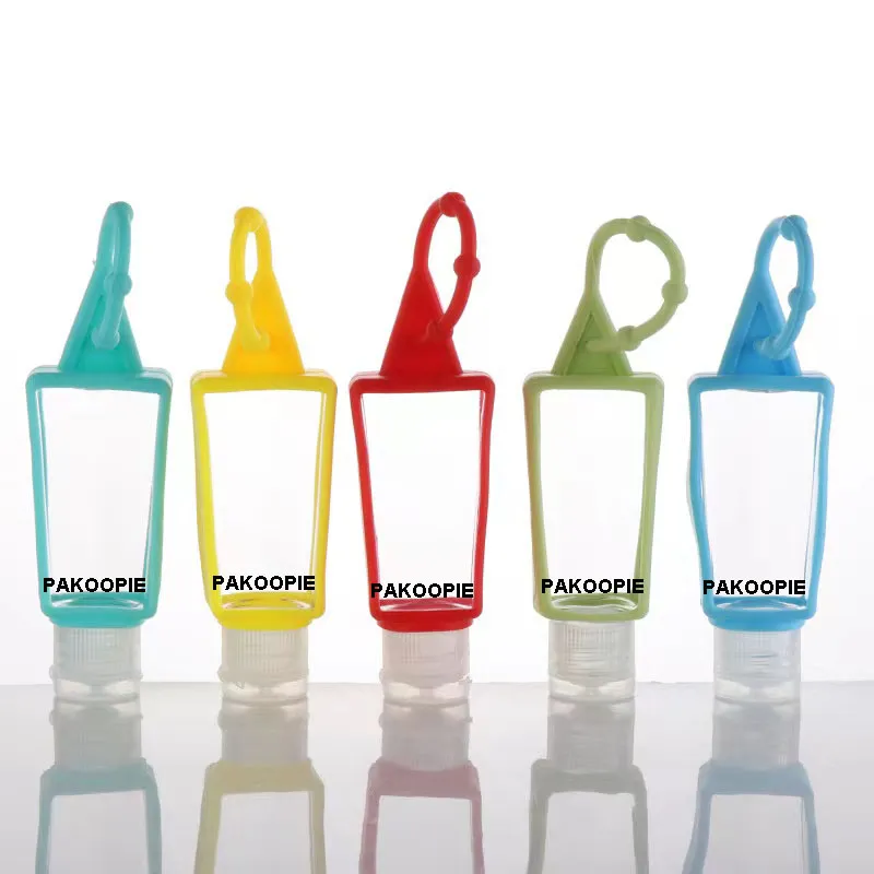 Hand Sanitizer fles Shampoo Douchegel Body Wash Toner Flessen Siliconen Mouw Haak Mini Portable T-vormig 30 ml Handige meetachtige bottelvloeistofcontainers