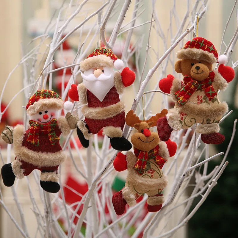 Kerstboomdecoratie hanger Santa -clausule Bear Snowman Elk Doll Hangende ornamenten Decoratie voor thuisfeest