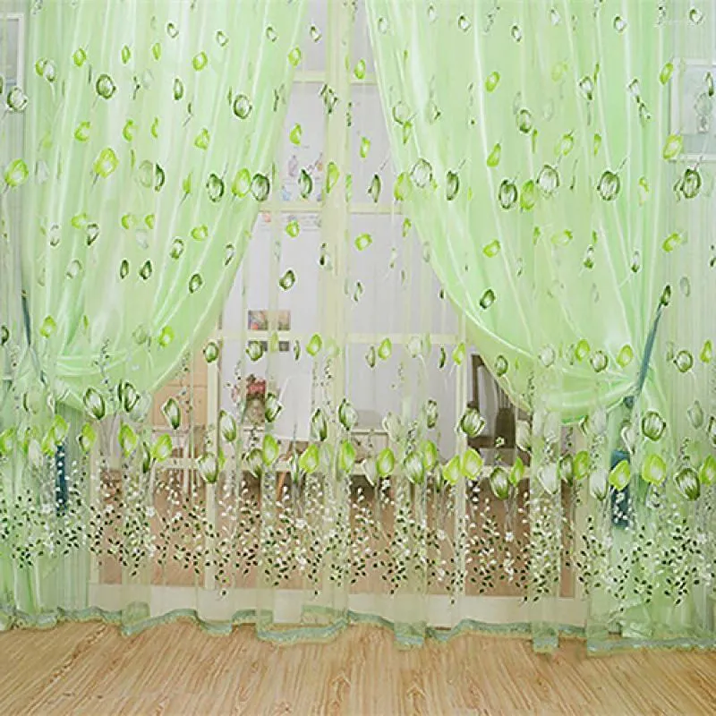 Kurtyna romantyczne okno kwiatowy tiulowy gościnny pokój dzielnik panel drape Sheer Living Door Curtains