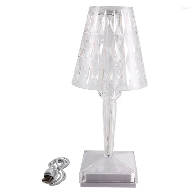 Table Lamps Diamond Lamp USB Rechargeable Acrylic Decoration Desk Bedroom Bedside Bar Crystal Lighting Night Light