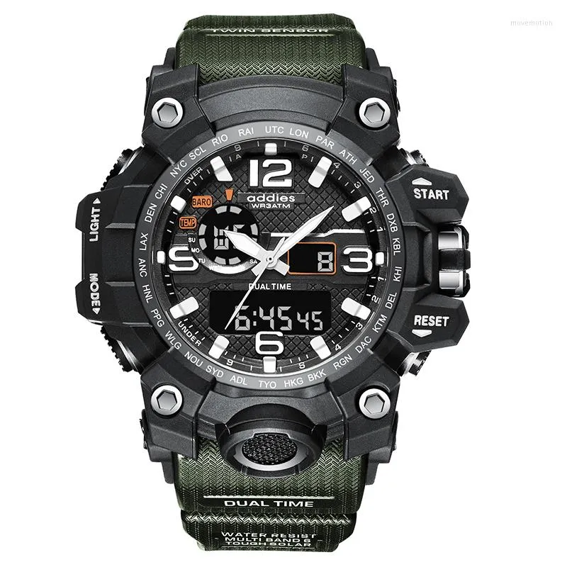 Relógios de pulso Addies Watch Men's Watch Military Camouflage Style Big Dial Sports Digital Digital Imper impermeável eletrônico luminoso