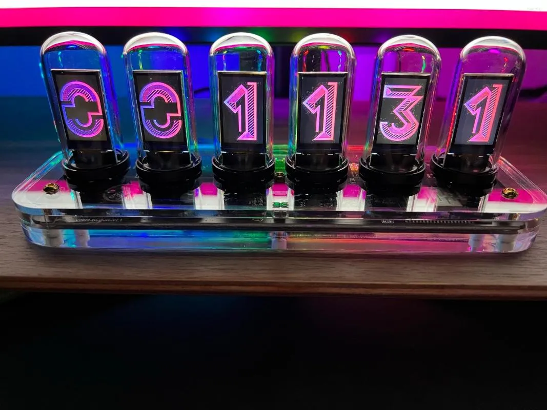 Transparent Digital Table Clock RGB Glow Nixie Tube Clock Mobile APP