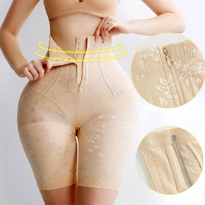 Intimo Modellante Shapewear Controllo Pancia Mutandine Modellanti A Vita Alta Per Donna - Slip Controllo Pancia Con Effetto Levigante - Beige - Taglia Large Senza Cuciture Body Contenitivi