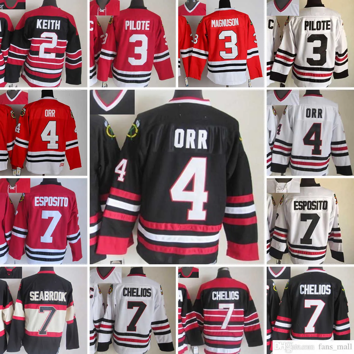 Vintage Ice Hockey Vintage Hockey Jerseys Brent Seabrook 7, Pierre Pilote 3, Bobby Orr 4