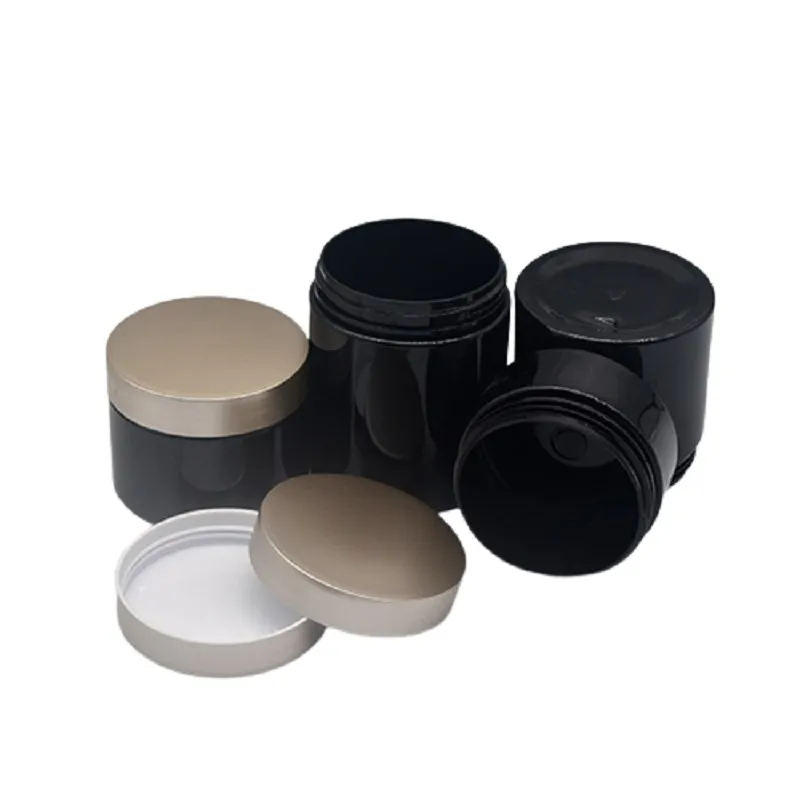 PET Cream Refillable Empty Bottle Glossy Black Hair Wax Pots Rose Gold Lid Dia.68mm Cosmetic Packaging Brown Jars 30ml 50ml 80ml 100ml 120ml 150ml 200ml 250ml