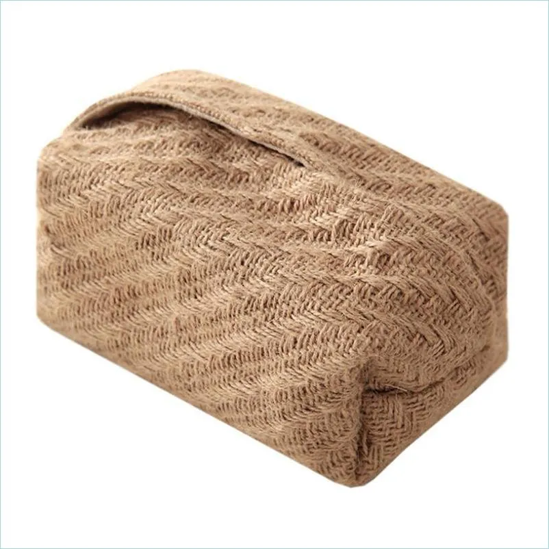 Boîtes à mouchoirs Serviettes Petit étui en jute Porte-serviettes pour salon Conteneur de table Maison Distributeur de papiers de voiture Drop Delivery 2021 Gard Dhugo