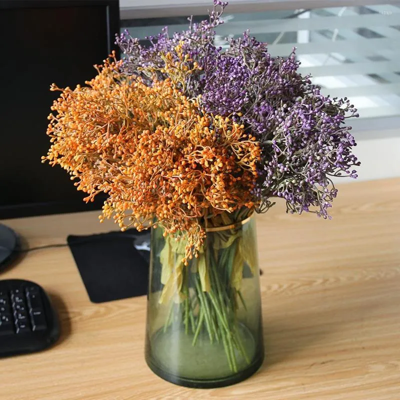 Fiori decorativi Cravatta a mano Fiore Simulazione Pianta Frutta di perle Decorazione di nozze per la casa Parete di disposizione dei bonsai finti artificiali