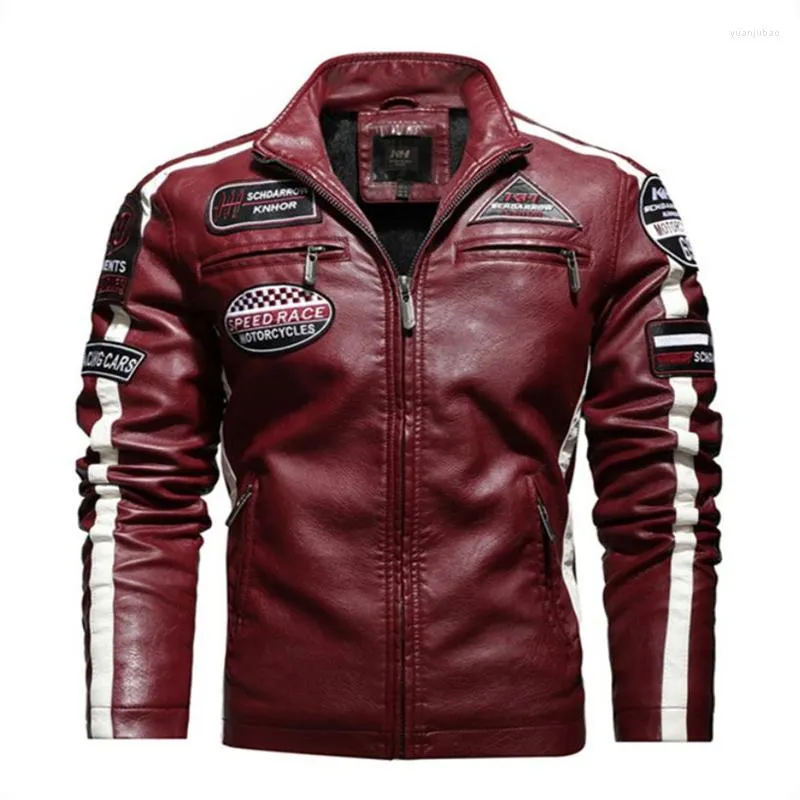 Herenjacks pu lederen jas heren motorfiets fashion biker borduurjacht jassen jassen