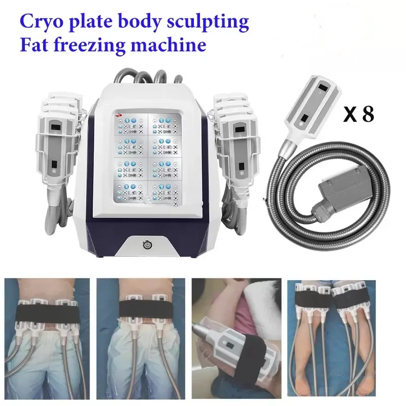 Portatile Cryolipolysis Cool Pad Dimagrante Crioterapia Sistema di raffreddamento del corpo Riduzione del grasso Cryo freeze Macchina con 8 piastre congelatore