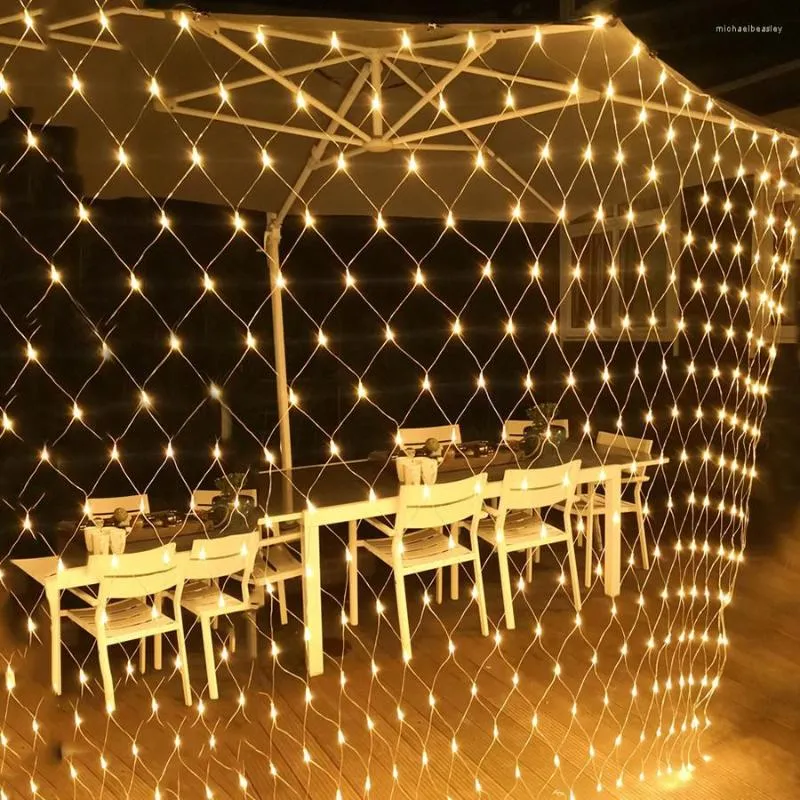 Strings 3x3/10x1/6x4m LED Net Light Christmas Mesh String Fairy Curtain Wedding Wedding Garland