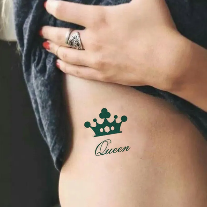 King Queen Crown Temporary Tattoo Sticker Waterproof Men Women