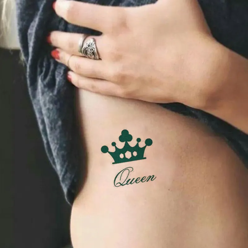 King and Queen Crowns Temporary Waterproof Tattoos Women Mens Fake