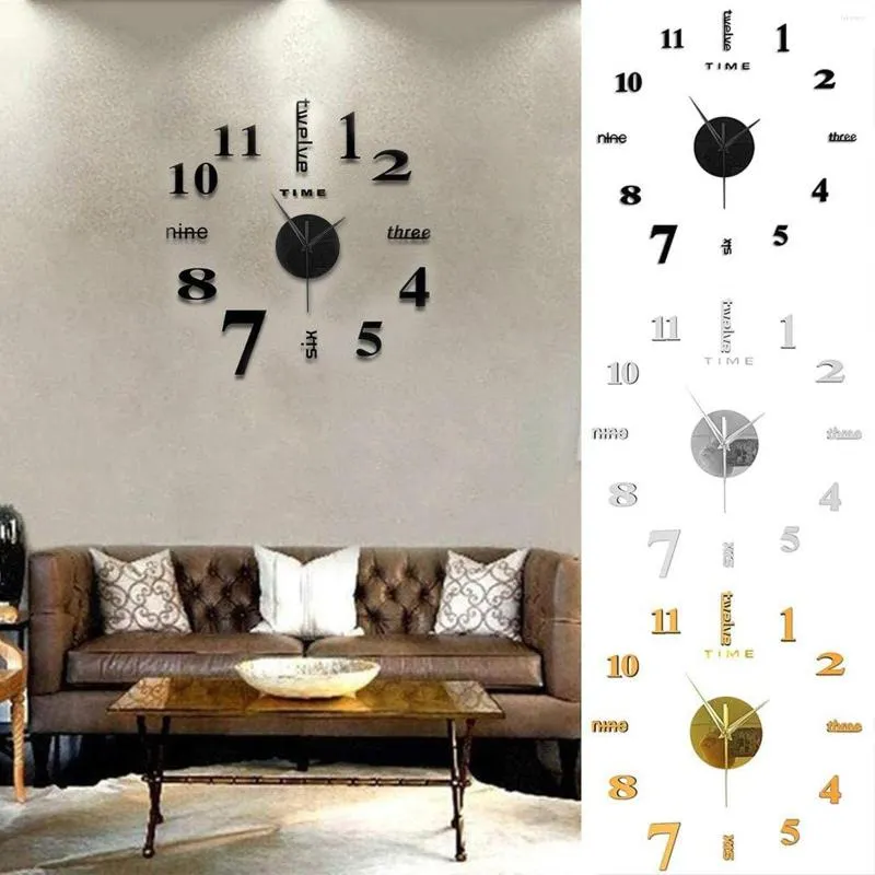 Zegary ścienne DIY 3D Numeral zegar akrylowy Moda kwarcowy salon zegarek pokój naklejki domowe dekoracja m7w5