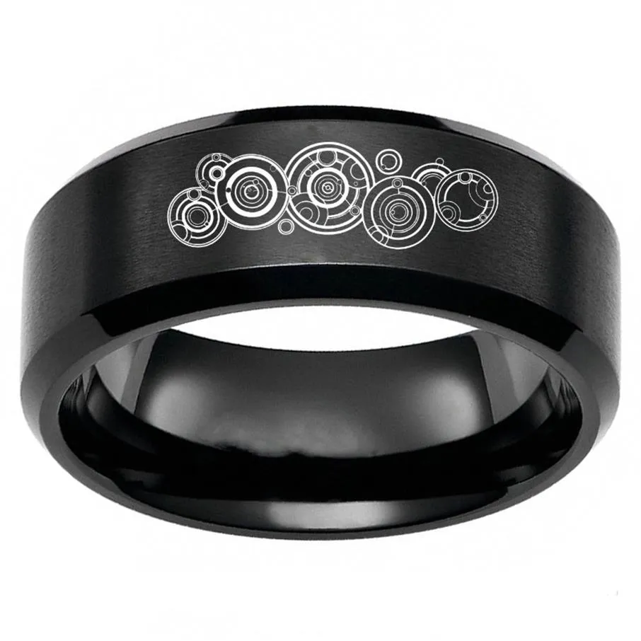 Fashion Doctor Who Seal Of Rassilon Symbol Rings Stainless Steel Band Mens Jewelry Gift Size 6-13219C