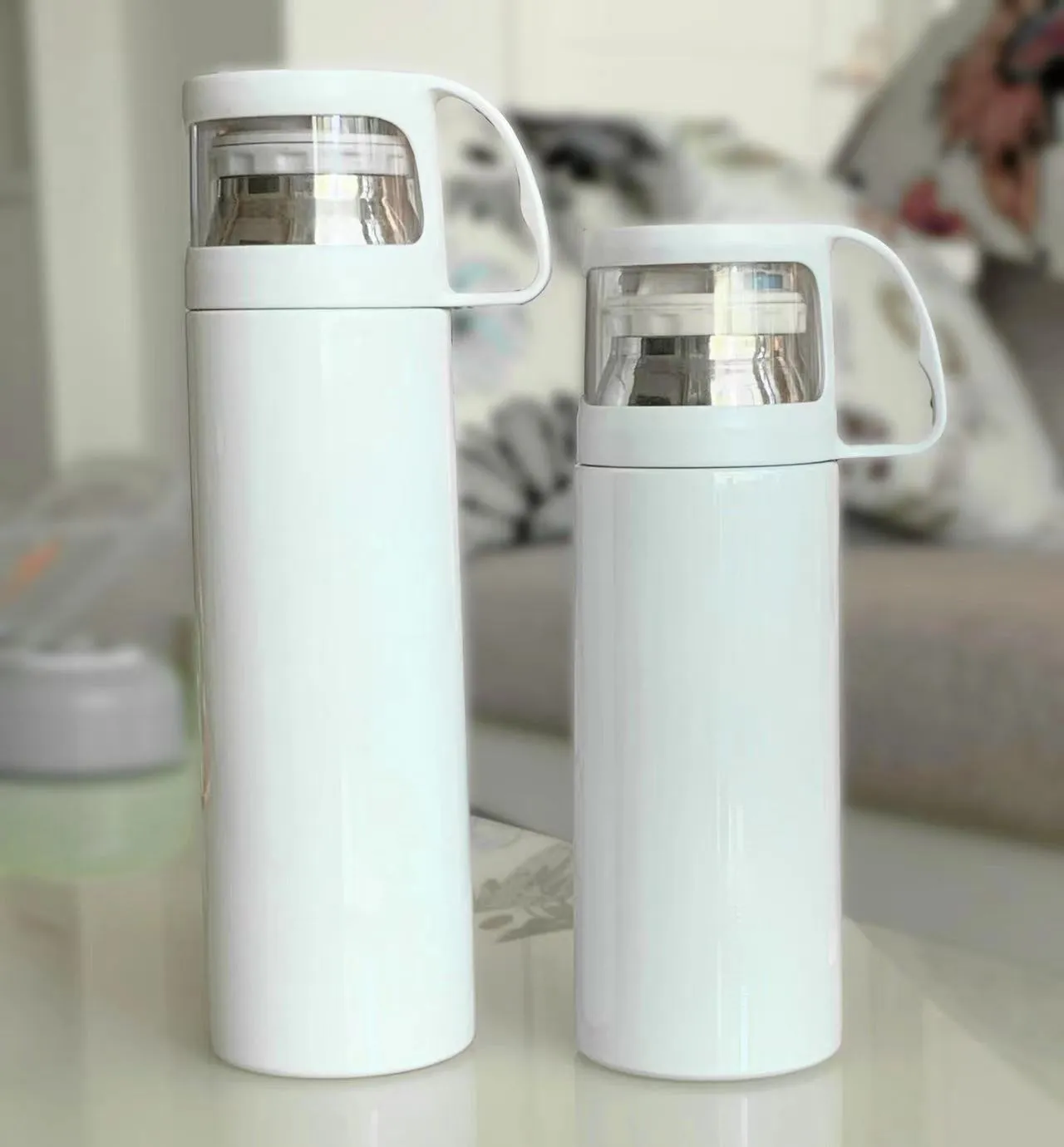 Sublimasyon Skinny Tumbler Şeffaf Saplı Paslanmaz Çelik Çift Duvarlı Yalıtımlı Vakum DIY Fotoğraf Kupaları Seyahat Su Şişesi Ekspres